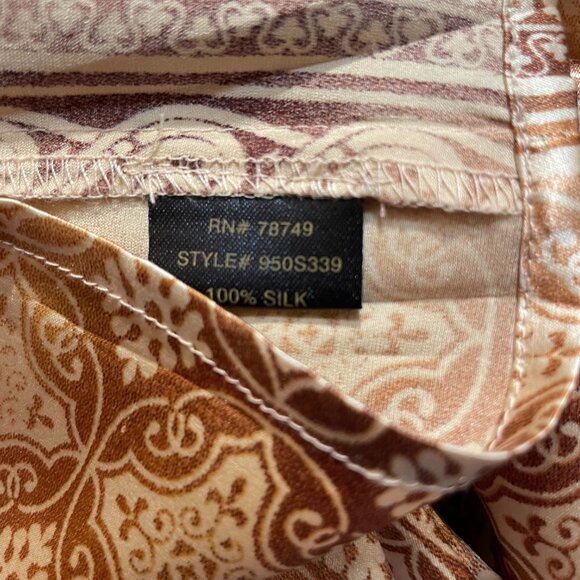 Vintage Y2k 100% Silk Stretch Pants Size 12 Boho Tie Front Straight Leg - Picture 11 of 13